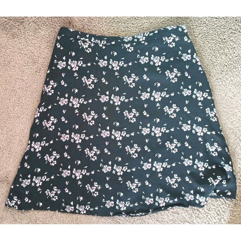 Gap A Line Skirt Size 16 Black Ditsy Floral Lined Y2K Coquette Phoebe